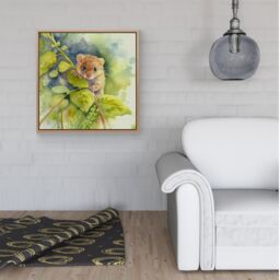 Warren Reed - Designer Dormouse Watercolour Framed Canvas in Light Brown - Size: w40 inch x h40 inch - thumbnail 2