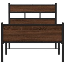 Berkfield Home Bed Frame without Mattress Brown Oak 75x190 cm Small Single Engineered Wood - thumbnail 4