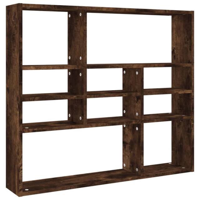 Berkfield Home Wall Shelf Smoked Oak 90x16x78 cm Engineered Wood in Brown - Size: 90 x 16 x 78 cm - image 1