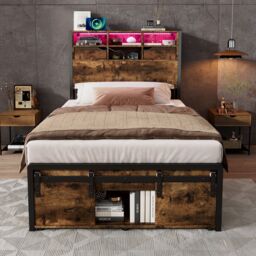 Matteo Metal Bed, Iron Bed, 3ft Single Bed With Multi-Color LED Strip Lights & Charging Port in Black - Size: Single Fitted - thumbnail 3