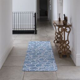 Benjamin Tate Design Blue & White Bo Ho World Runner Rug in Natural - Size: 67 cm x 230 cm - thumbnail 3