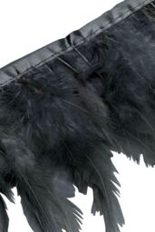 Neel Blue 2 Metres Rooster Feather, Hackle Feather Fringe for Sewing, Dress Trim in Charcoal - thumbnail 3