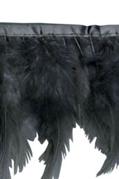 Neel Blue 2 Metres Rooster Feather, Hackle Feather Fringe for Sewing, Dress Trim in Charcoal - thumbnail 4