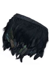 Neel Blue 2 Metres Rooster Feather, Hackle Feather Fringe for Sewing, Dress Trim in Charcoal - thumbnail 2