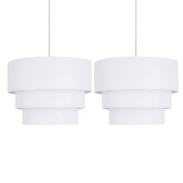 First Choice Lighting Pair of White 3 Tier Ceiling Light Shades - image 1