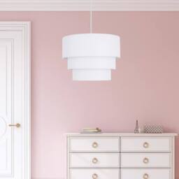 First Choice Lighting Pair of White 3 Tier Ceiling Light Shades - thumbnail 4