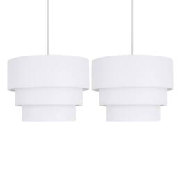 First Choice Lighting Pair of White 3 Tier Ceiling Light Shades - thumbnail 1