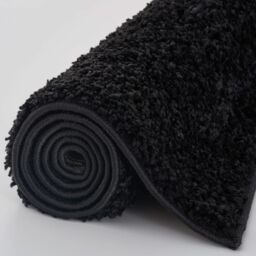 THE RUGS Black Plain Soft High Pile Shaggy Rugs & Runners Living Room Bedroom - Size: 80 cm x 150 cm - thumbnail 6