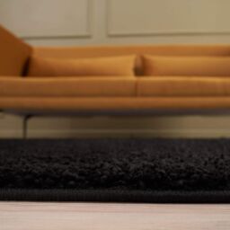 THE RUGS Black Plain Soft High Pile Shaggy Rugs & Runners Living Room Bedroom - Size: 80 cm x 150 cm - thumbnail 5