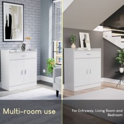 Home Discount Vida Designs Dalby 2 Door 1 Drawer Shoe Cabinet Storage in White - thumbnail 6