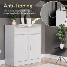 Home Discount Vida Designs Dalby 2 Door 1 Drawer Shoe Cabinet Storage in White - thumbnail 3