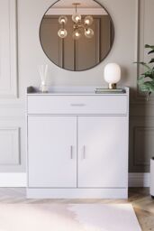 Home Discount Vida Designs Dalby 2 Door 1 Drawer Shoe Cabinet Storage in White - thumbnail 9