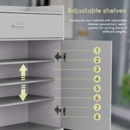Home Discount Vida Designs Dalby 2 Door 1 Drawer Shoe Cabinet Storage in White - thumbnail 5