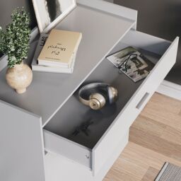 Home Discount Vida Designs Dalby 2 Door 1 Drawer Shoe Cabinet Storage in White - thumbnail 7