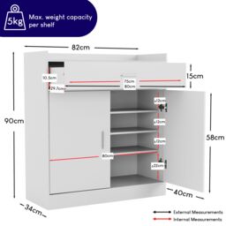 Home Discount Vida Designs Dalby 2 Door 1 Drawer Shoe Cabinet Storage in White - thumbnail 2