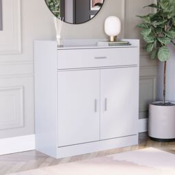 Home Discount Vida Designs Dalby 2 Door 1 Drawer Shoe Cabinet Storage in White - thumbnail 1