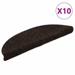 Berkfield Home Self-adhesive Stair Mats 10 pcs Brown 56x17x3 cm Needle Punch - Size: Medium - thumbnail 2