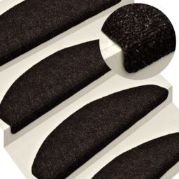 Berkfield Home Self-adhesive Stair Mats 10 pcs Brown 56x17x3 cm Needle Punch - Size: Medium - thumbnail 1