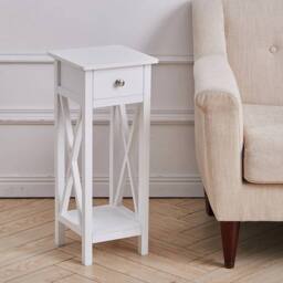 EONLION Small Side Table Slim Narrow Wooden Night in White - Size: 100 cm - thumbnail 4