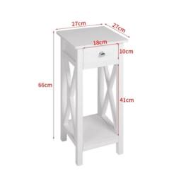 EONLION Small Side Table Slim Narrow Wooden Night in White - Size: 100 cm - thumbnail 2