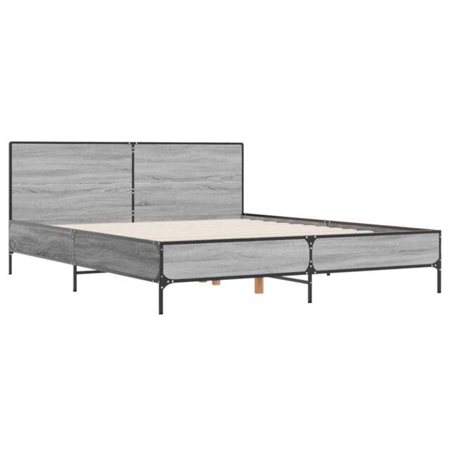 Berkfield Home Durable Bed Frame without Mattress Grey Sonoma 140x200 cm - image 1