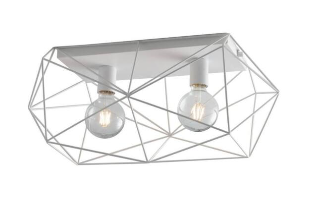Netlighting Abraxas Globe Cage Semi Flush Ceiling Light White E27