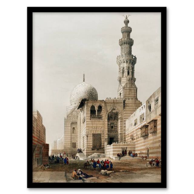 Artery8 David Roberts Framed Wall Art Print Tombs of the Khalifs at Cairo in Brown - Size: A4 - image 1