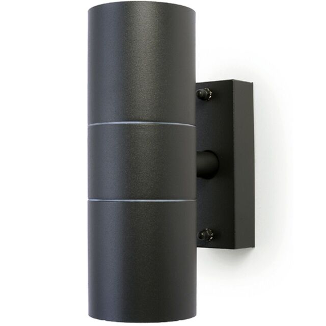 Loops GU10 Anthracite Up & Down Wall Light IP44 Outdoor Twin Dimming Lamp Bulb Fitting - image 1