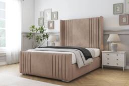 "Sloomy Camden Naples Frame-Mattress-50"" Upholstered Wingback Headboard in Light Brown - Size: King" - thumbnail 2