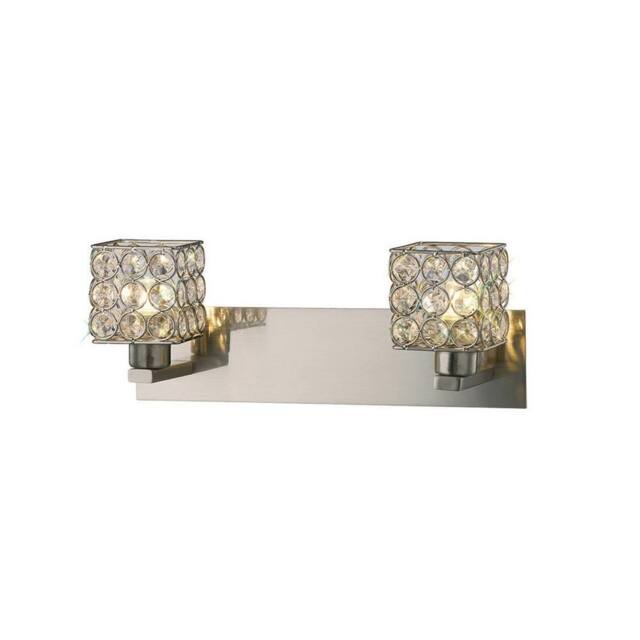 Netlighting Elsa Wall Lamp 2 Light Satin Nickel Crystal in Grey - image 1
