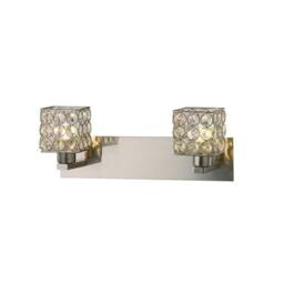 Netlighting Elsa Wall Lamp 2 Light Satin Nickel Crystal in Grey - thumbnail 1