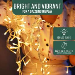 Globrite 100 LED Christmas Fairy String Lights Battery-Operated - Warm White - thumbnail 4