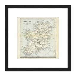 Artery8 Map Reeves Book Erin Ireland Eire 8X8 Inch Square Wooden Framed Wall Art Print Picture with Mount in Black - thumbnail 1