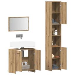 Berkfield Home Durable 3 Piece Bathroom Furniture Set Artisan Oak Engineered Wood in Brown - thumbnail 1