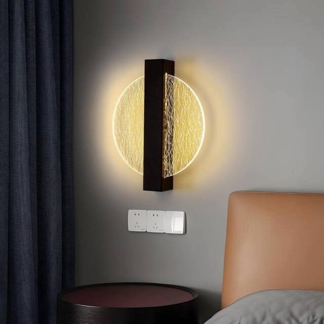 Goeco Indoor LED Wall Light, 12W, Modern Round Wall Light, for Bedroom, 3000K in Black - image 1