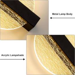 Goeco Indoor LED Wall Light, 12W, Modern Round Wall Light, for Bedroom, 3000K in Black - thumbnail 7