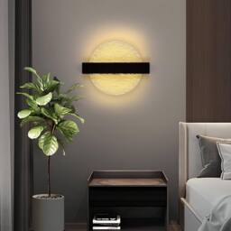 Goeco Indoor LED Wall Light, 12W, Modern Round Wall Light, for Bedroom, 3000K in Black - thumbnail 2