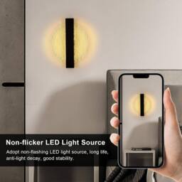 Goeco Indoor LED Wall Light, 12W, Modern Round Wall Light, for Bedroom, 3000K in Black - thumbnail 8