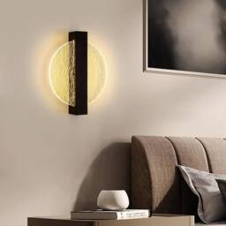 Goeco Indoor LED Wall Light, 12W, Modern Round Wall Light, for Bedroom, 3000K in Black - thumbnail 3