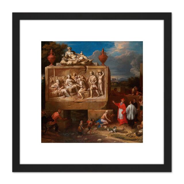 Artery8 Ferguson Fantasy Landscape St Charles Borromeo 8X8 Inch Square Wooden Framed Wall Art Print Picture with Mount in Black - image 1