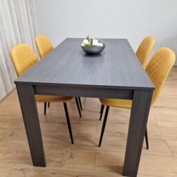 KOSY KOALA Dark Grey Dining Table with 4 Mustard-Stitched Chairs Dining Room set - thumbnail 3