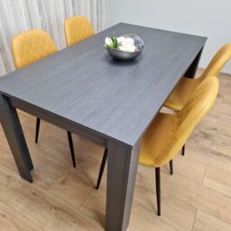 KOSY KOALA Dark Grey Dining Table with 4 Mustard-Stitched Chairs Dining Room set - thumbnail 6