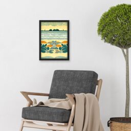 Artery8 Seaweed Sunshine & Seashells Beach Scene Seascape Artwork Framed Wall Art Print A4 in Black - thumbnail 2