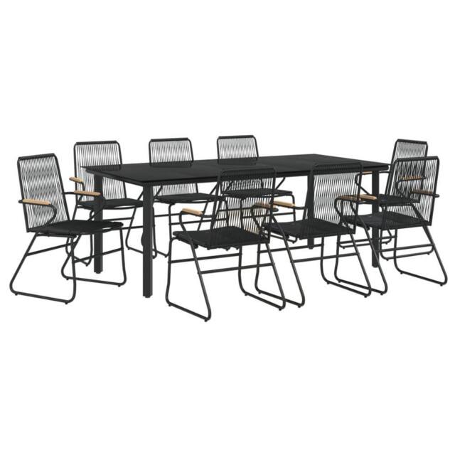 Berkfield Home Beautiful 9 Piece Garden Dining Set Black PVC Rattan - image 1