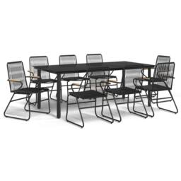 Berkfield Home Beautiful 9 Piece Garden Dining Set Black PVC Rattan - thumbnail 3