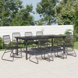 Berkfield Home Beautiful 9 Piece Garden Dining Set Black PVC Rattan - thumbnail 2