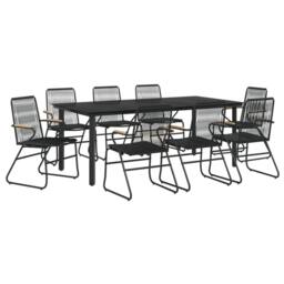 Berkfield Home Beautiful 9 Piece Garden Dining Set Black PVC Rattan - thumbnail 1