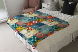 Benjamin Tate Design Tribal Art Boho Blanket in Natural - Size: 120 cm x 150 cm - thumbnail 3