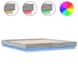 Berkfield Home Bed Frame with LED without Mattress Grey Sonoma 200x200 cm - thumbnail 1