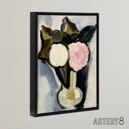 "Artery8 Pink & White Flowers in a Vase Hartley Black Framed Canvas Wall Art - Size: W12"" x H16""" - thumbnail 2